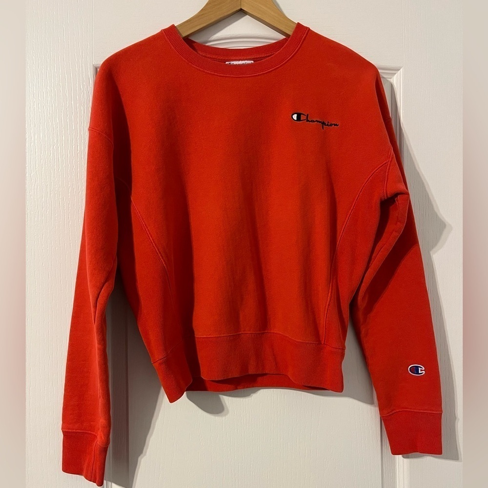 Champion Reverse Weave Cropped Sweatshirt Orange Small NWOT